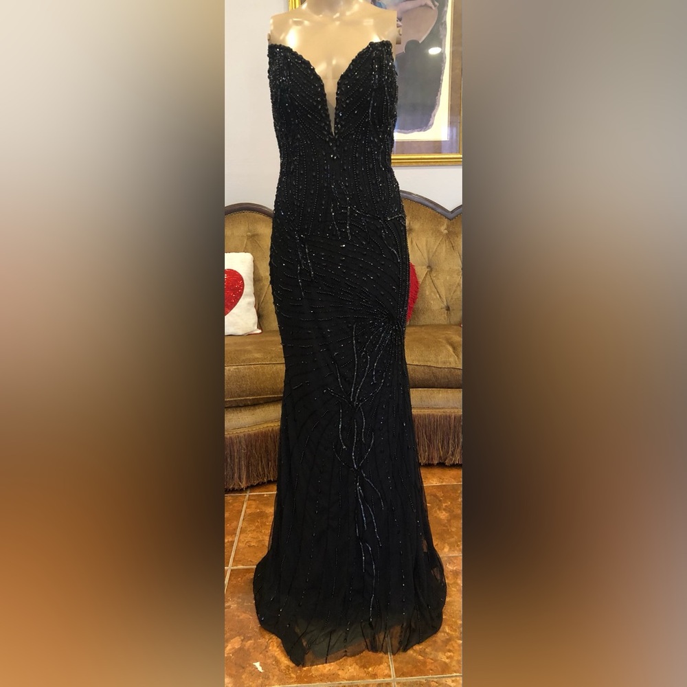 Elegant Black Beaded Dress